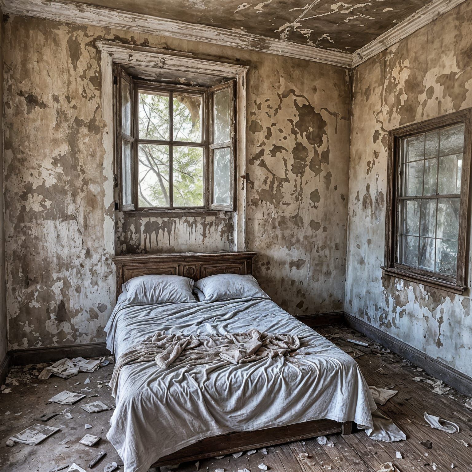 Haunted House: Hyperrealistic Ruined Bedroom