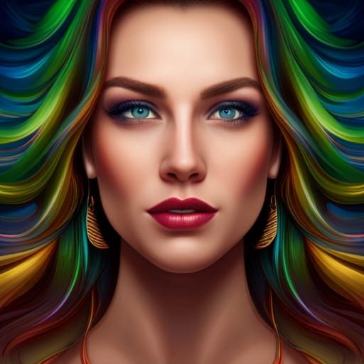 Woman with Multicolored Eyes Smiling