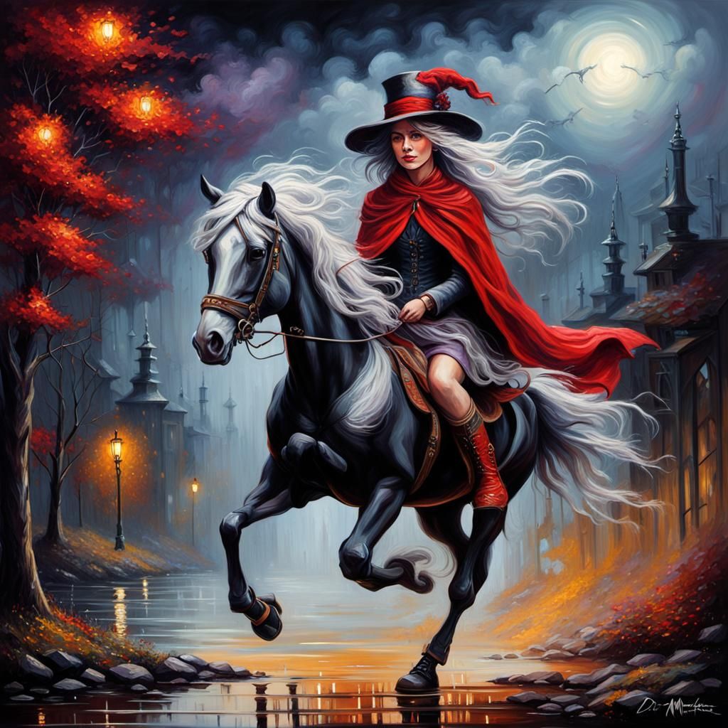 Dr. Martens girl gallops on a horse 2