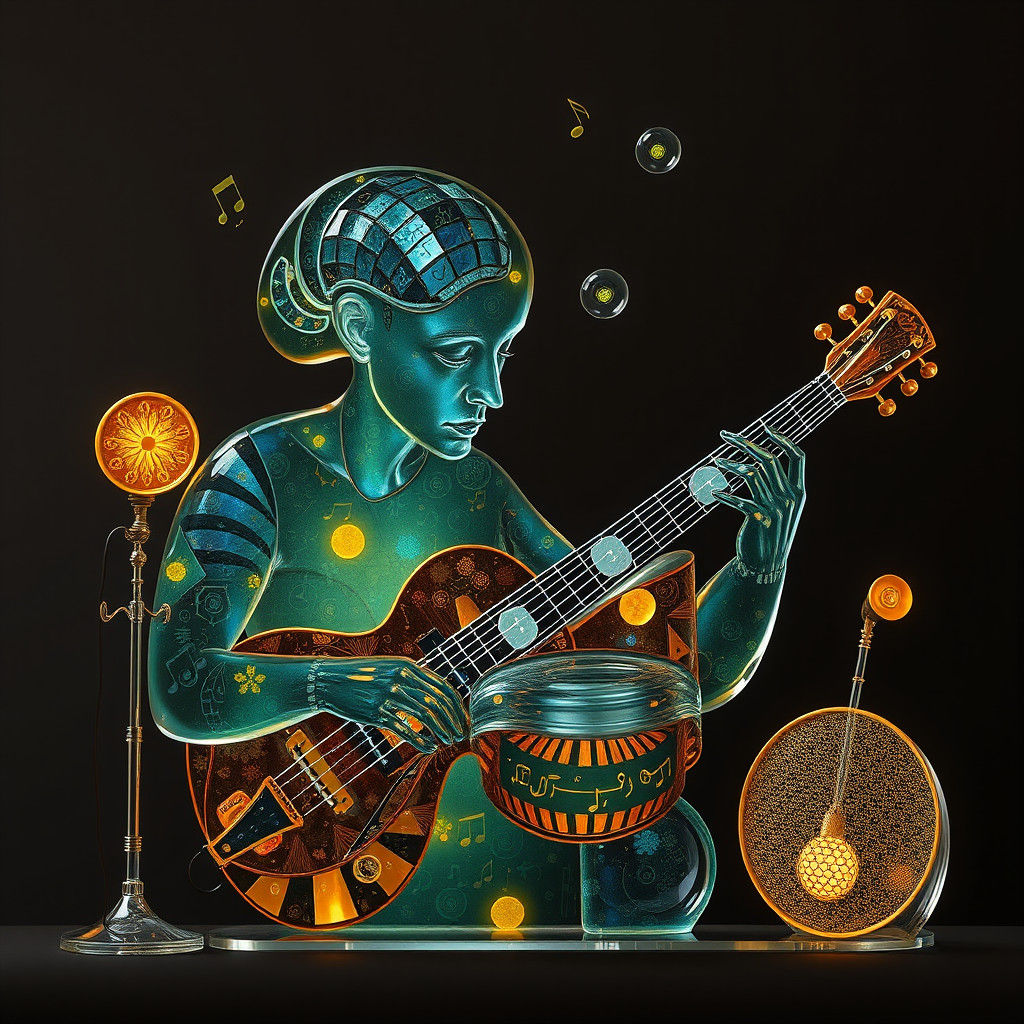 Glass Musician in Art Nouveau Style