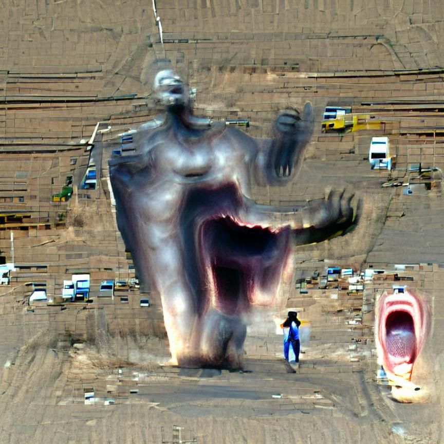 Giant Humanoid Figure's Silent Scream