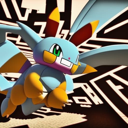 Giant Pink Pokemon Helicopter in 3D Game Style