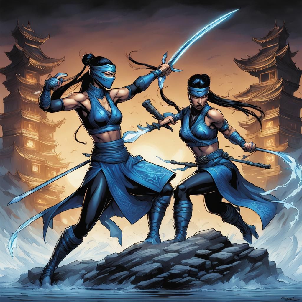 Kitana from Mortal Kombat in Comic Book Style