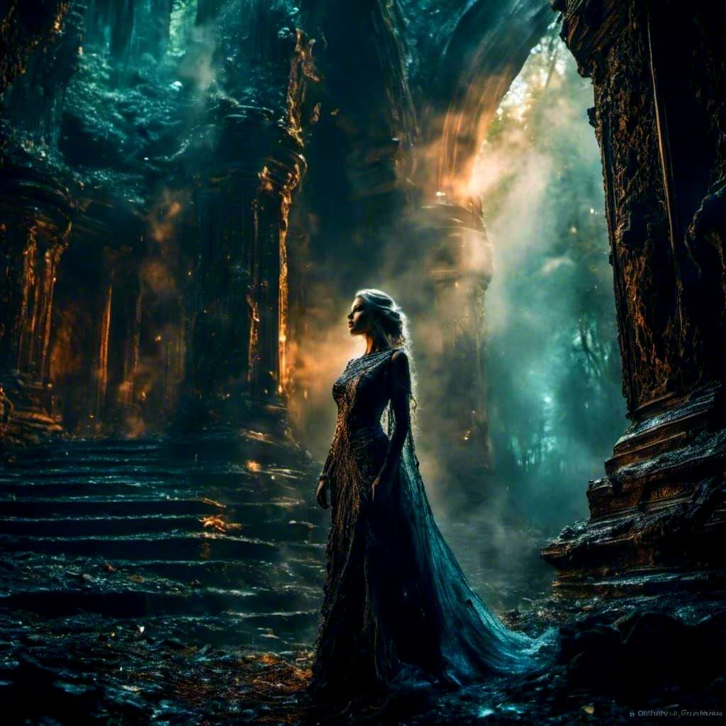 Elven Goddess in Dark Fantasy Style