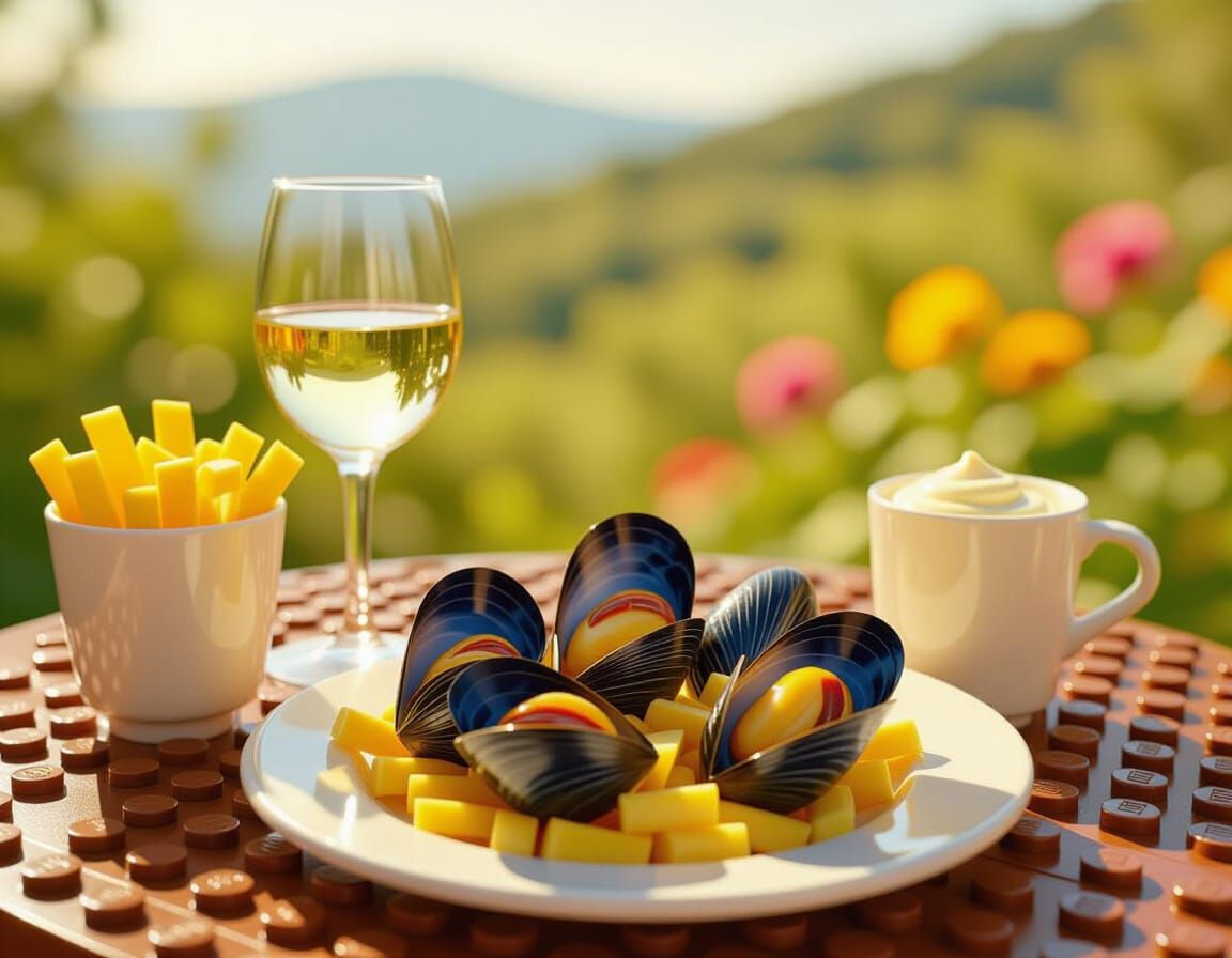 Lego Mussels and Fries in Corsican Garden