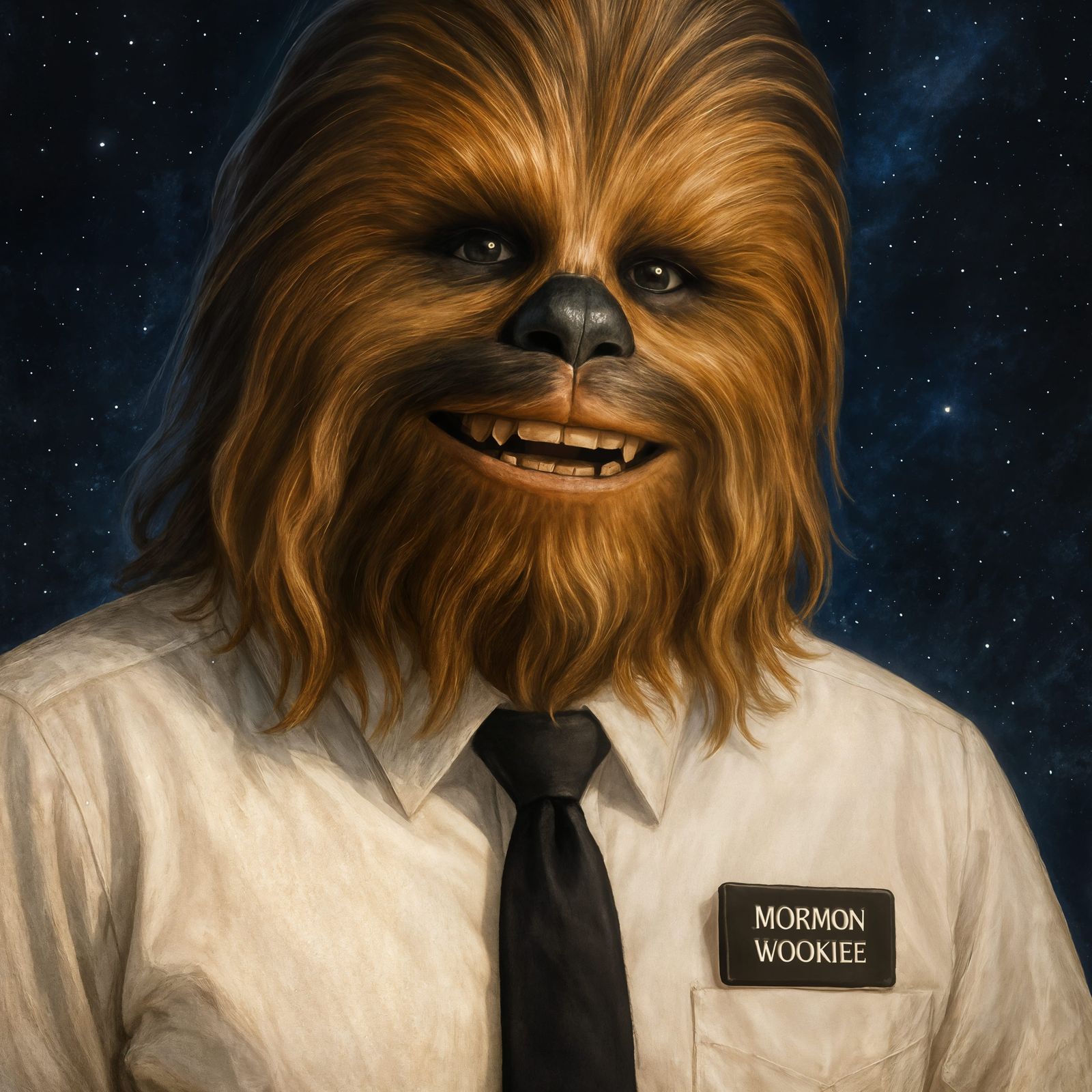 Happy Wookiee in Formal Wear in Space
