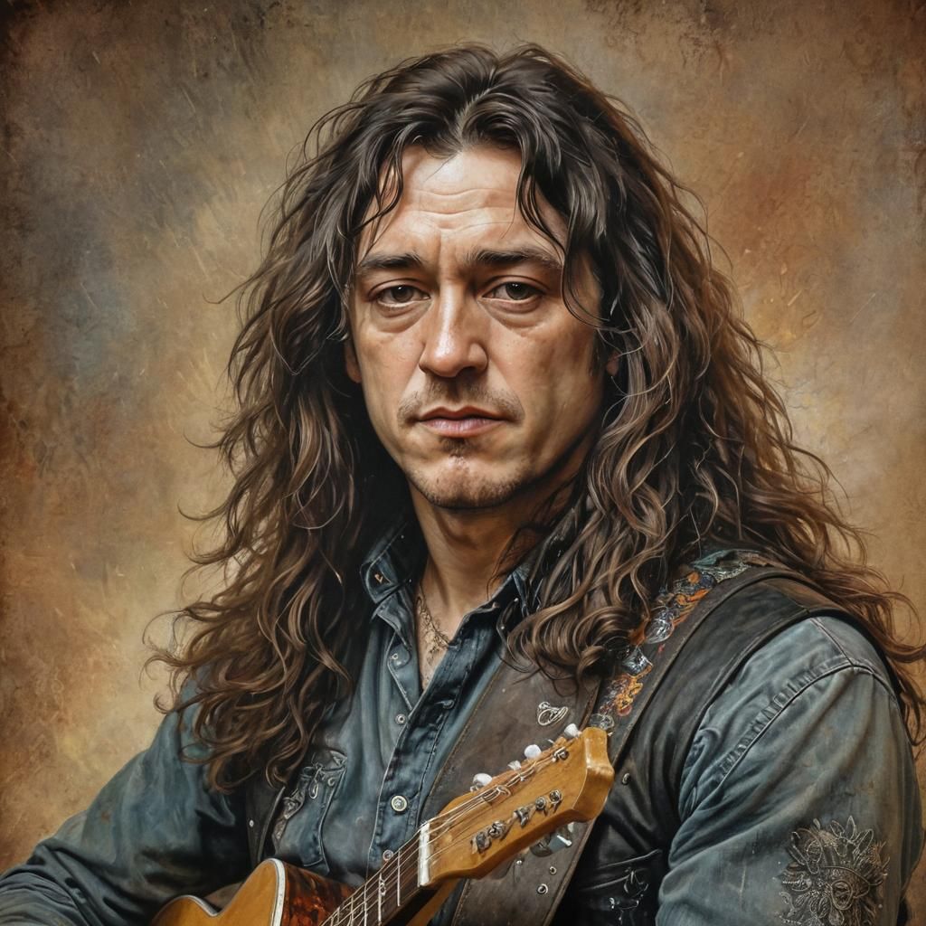 Rory Gallagher Portrait in Luis Royo Style