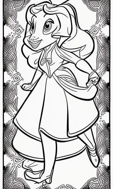 uncolored coloring page of Disney characters