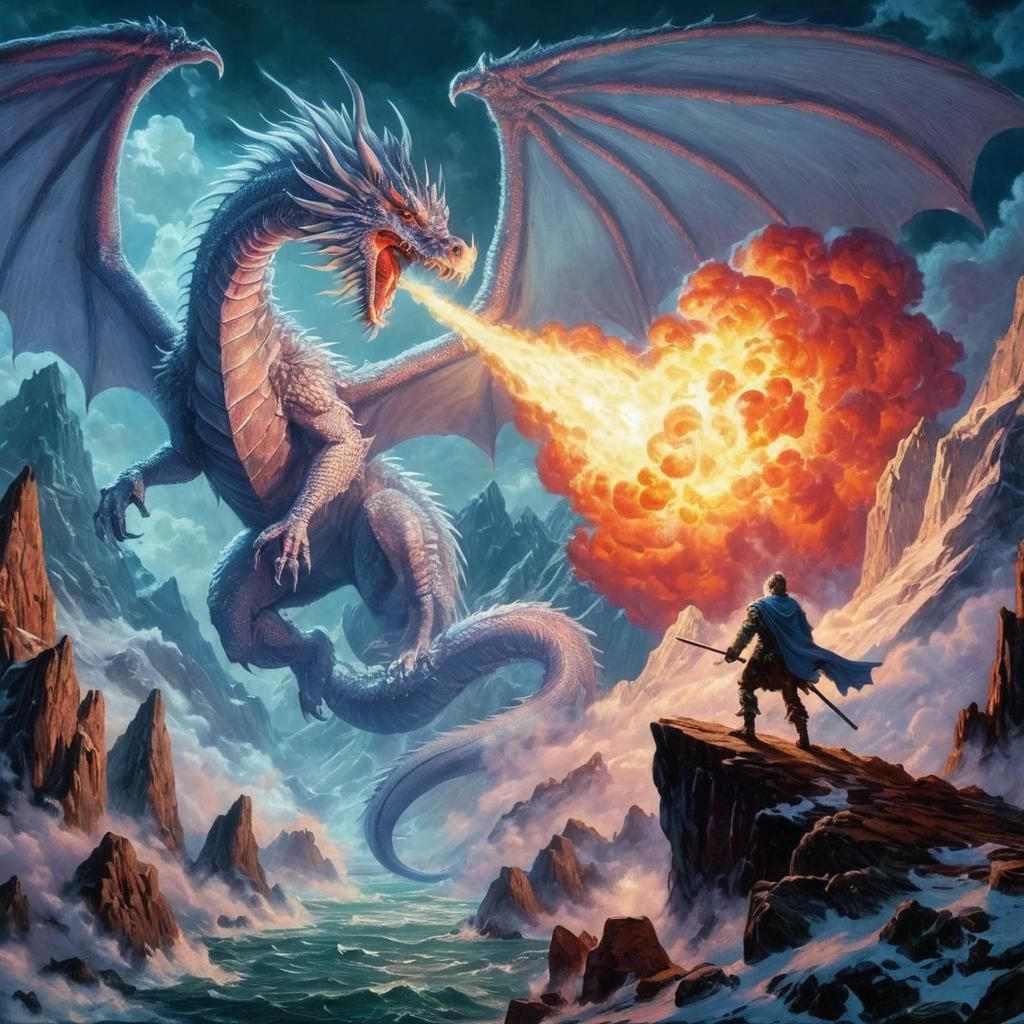Silver Dragon Unleashes Etherial Gas: AD&D Art