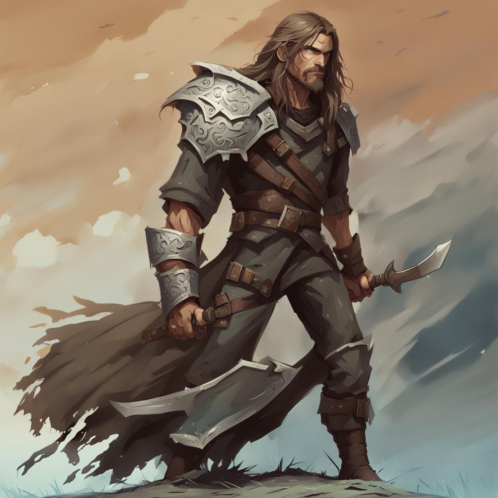 Tattered Fantasy Knight Glaring at the Sky