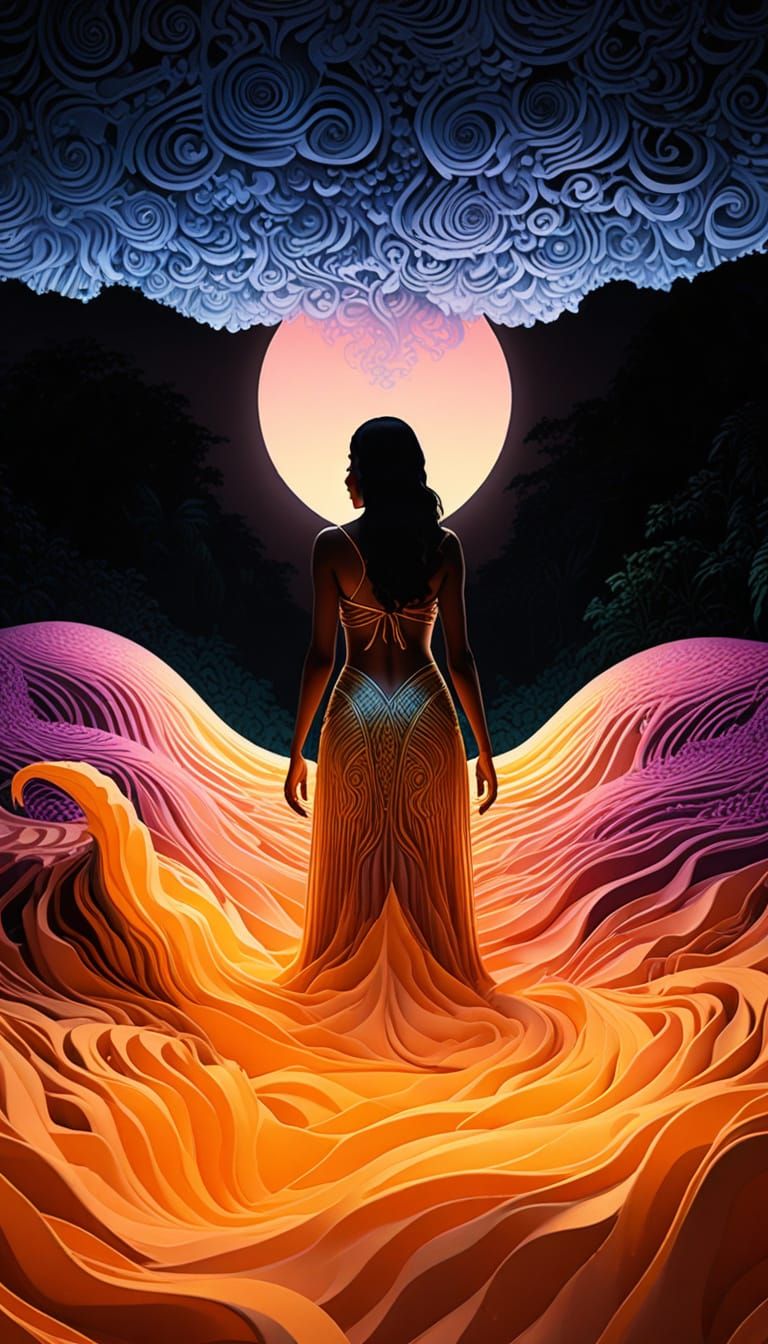 Dreaming under celestial rivers in vibrant hues