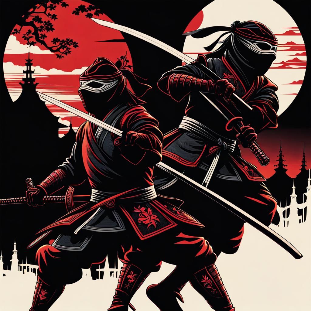Frog Ninja vs Rabbit Samurai in Japanese Setting
