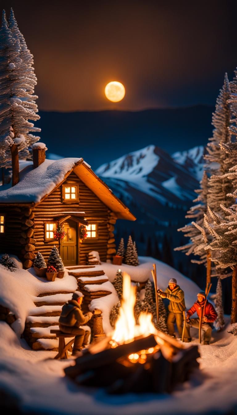 Vermont Landscape Diorama with Ski Chalet