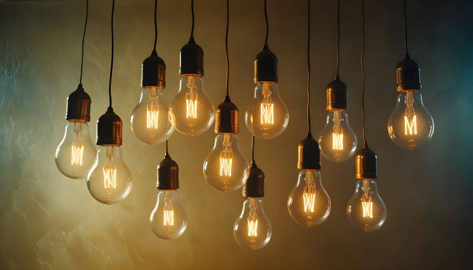 Floating Lightbulbs Illustrating Abstract Creative Ideas