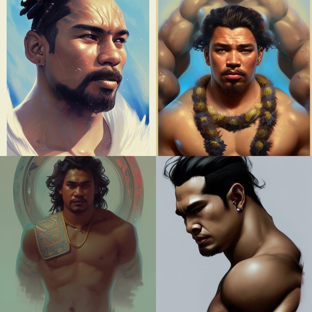 Hyperdetailed Portrait of Samoan Men
