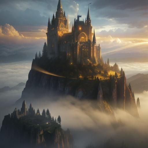 Ethereal Castle in the Sky: A Digital Masterpiece