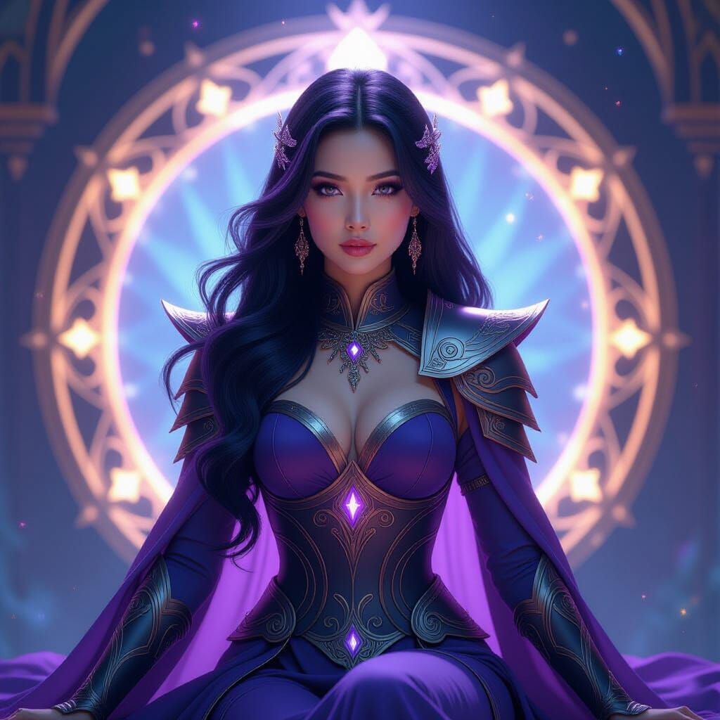 Malay Woman in Regal Armor with Art Nouveau Style