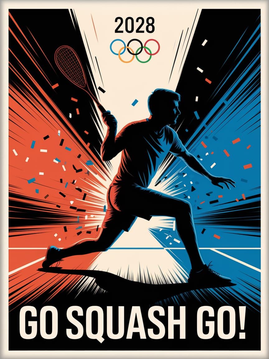Dynamic Squash Player Olympic Poster