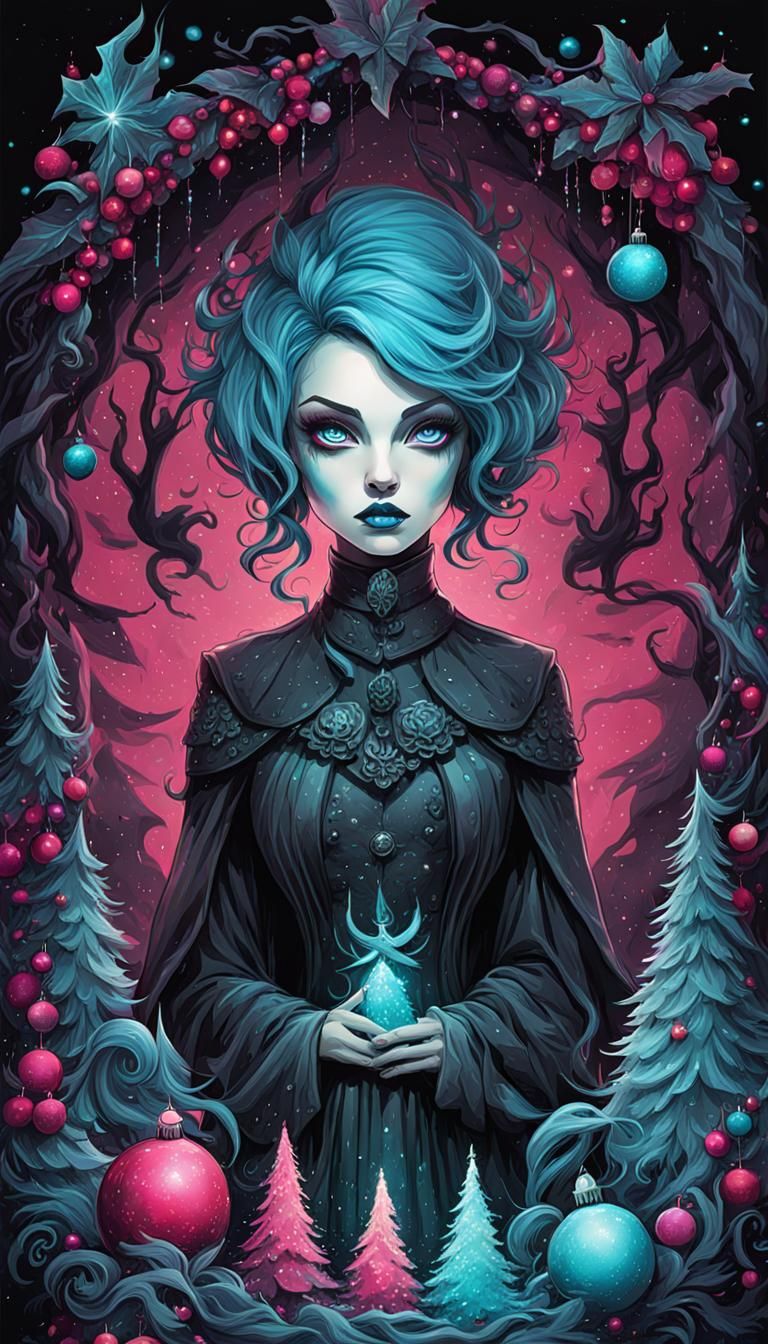 Dark Christmas T-Shirt Design in Vector Art Style