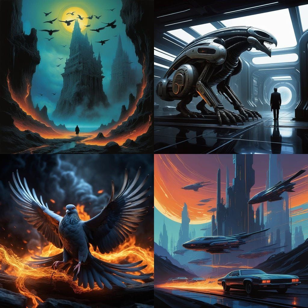 Doves Erupting in Fiery Flames, Rendered in IMAX LightWave 3...