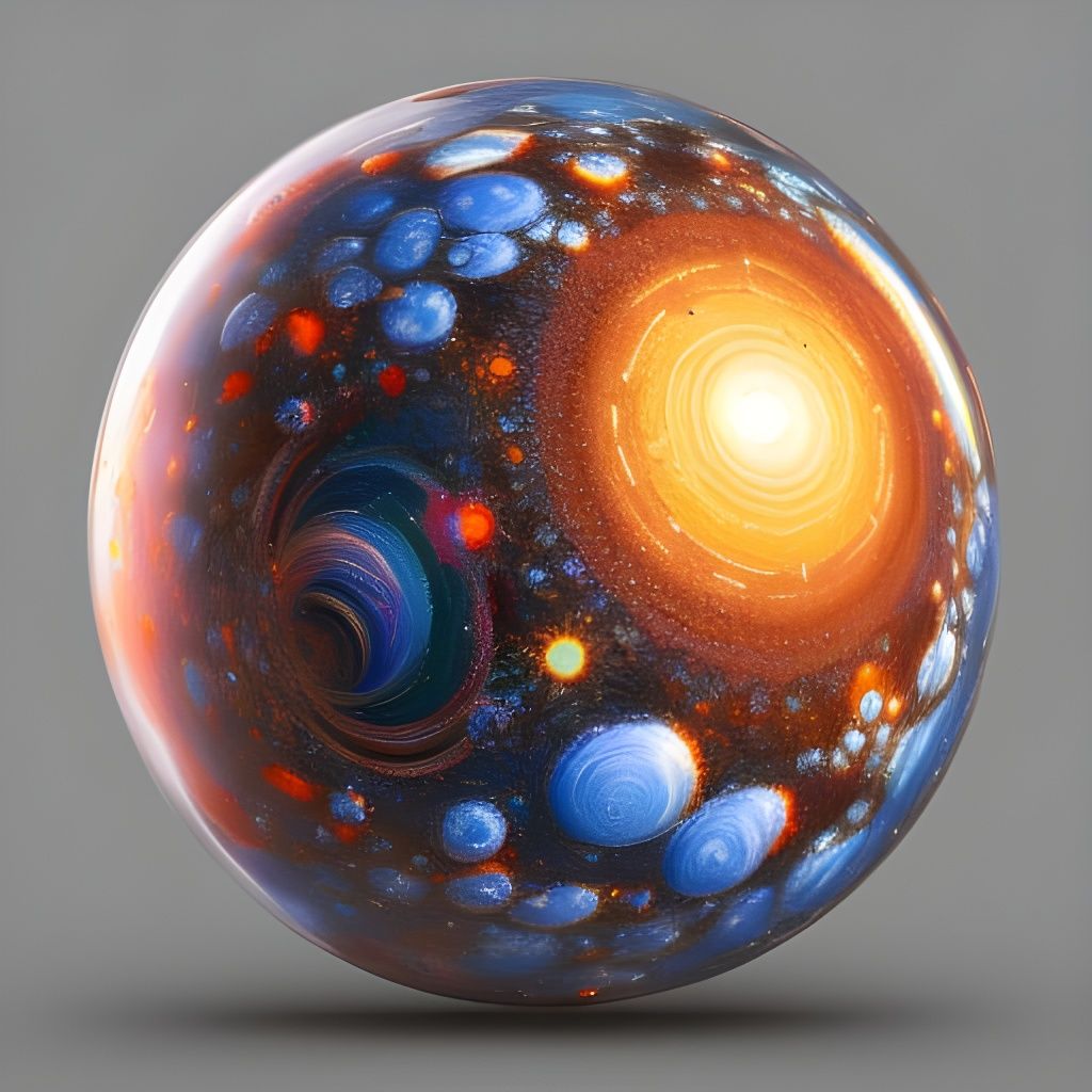 Reflective Jasper Orb in Cosmic Cloudscape