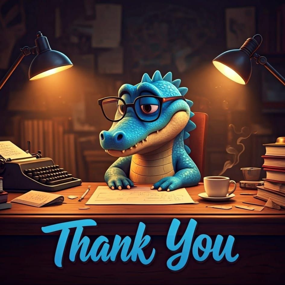 Stylish Cartoon Alligator at Work in Cozy Home Office