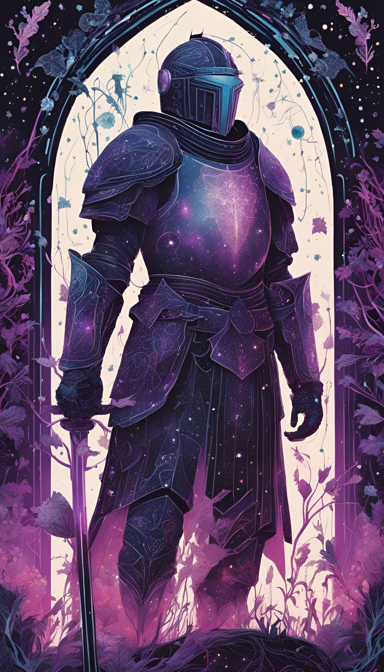Galactic Knight Guardian in Digital Painting Style