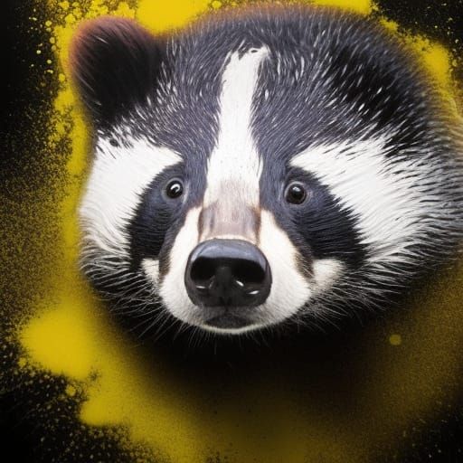 European Badger in Splash Art Style