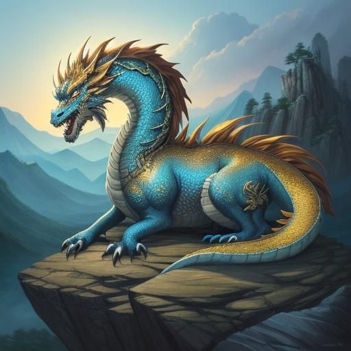 Yongwang: Korean Dragon in Misty Landscape