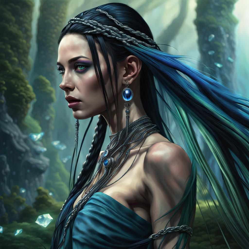 Ethereal Beauty with Mythic Beasts in Hyperreal Fantasy