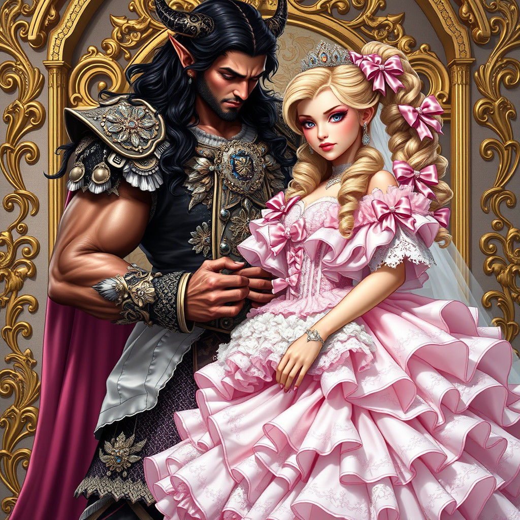 Demon King Assists Princess Bride in Opulent Attire
