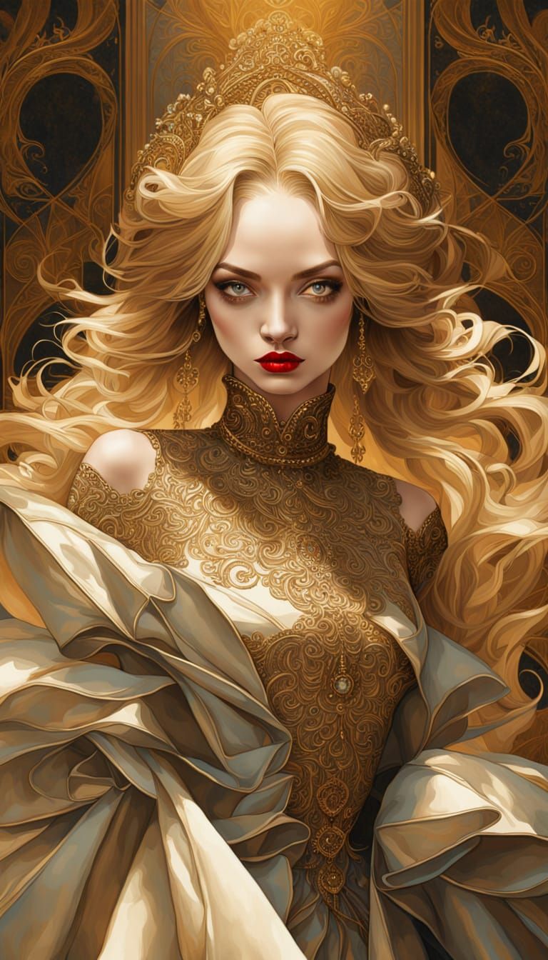 Regal Queen in Fashion Illustration Style