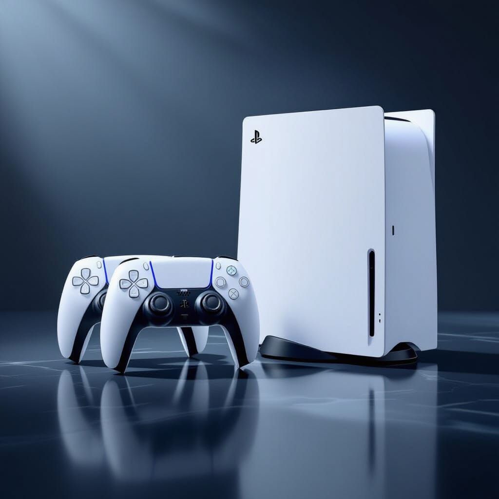 PlayStation 5 Console and Controller in Dramatic Lighting