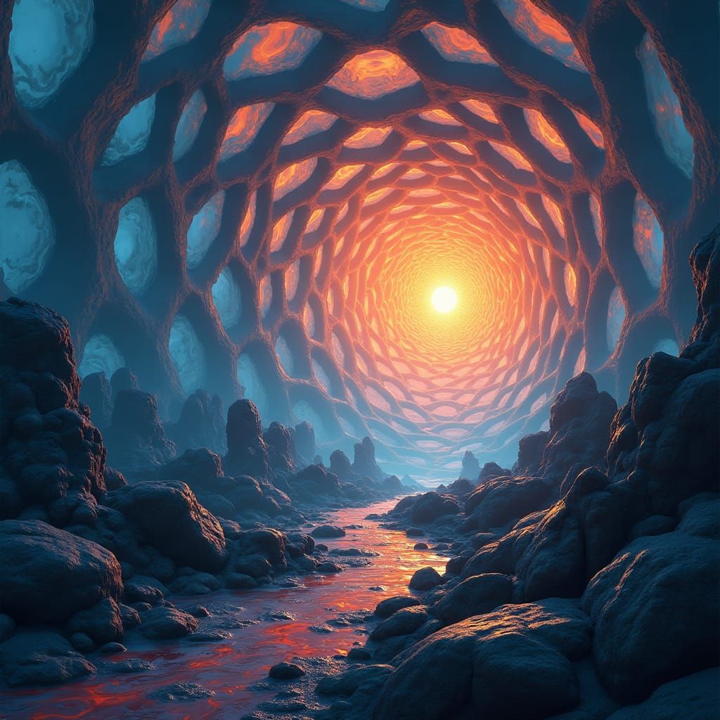 Mystical Honeycomb Pattern in Matte Painting Style