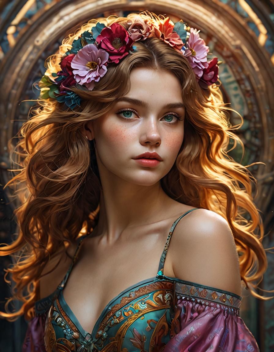 Fantasy Girl Portrait with Magical Elements