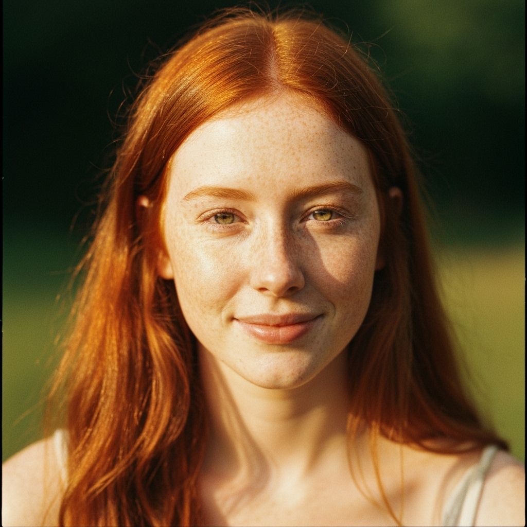 Freckled Redhead Portrait in Golden Light