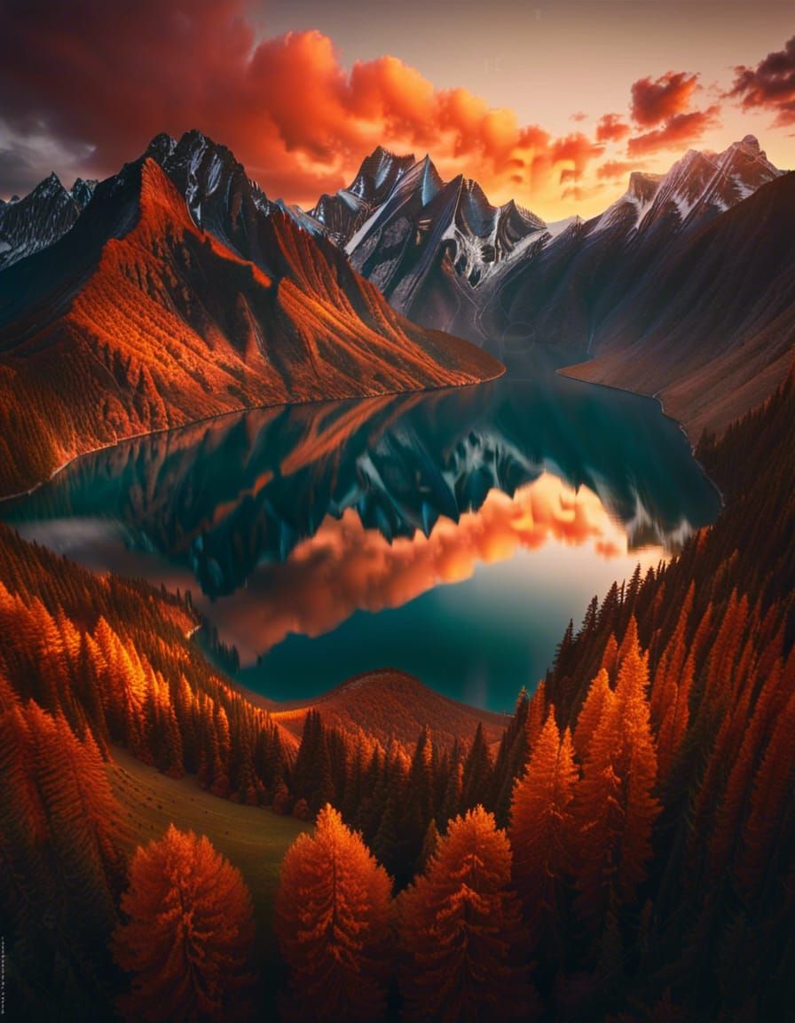 Majestic Mountain Range at Sunset: Landscape Photography