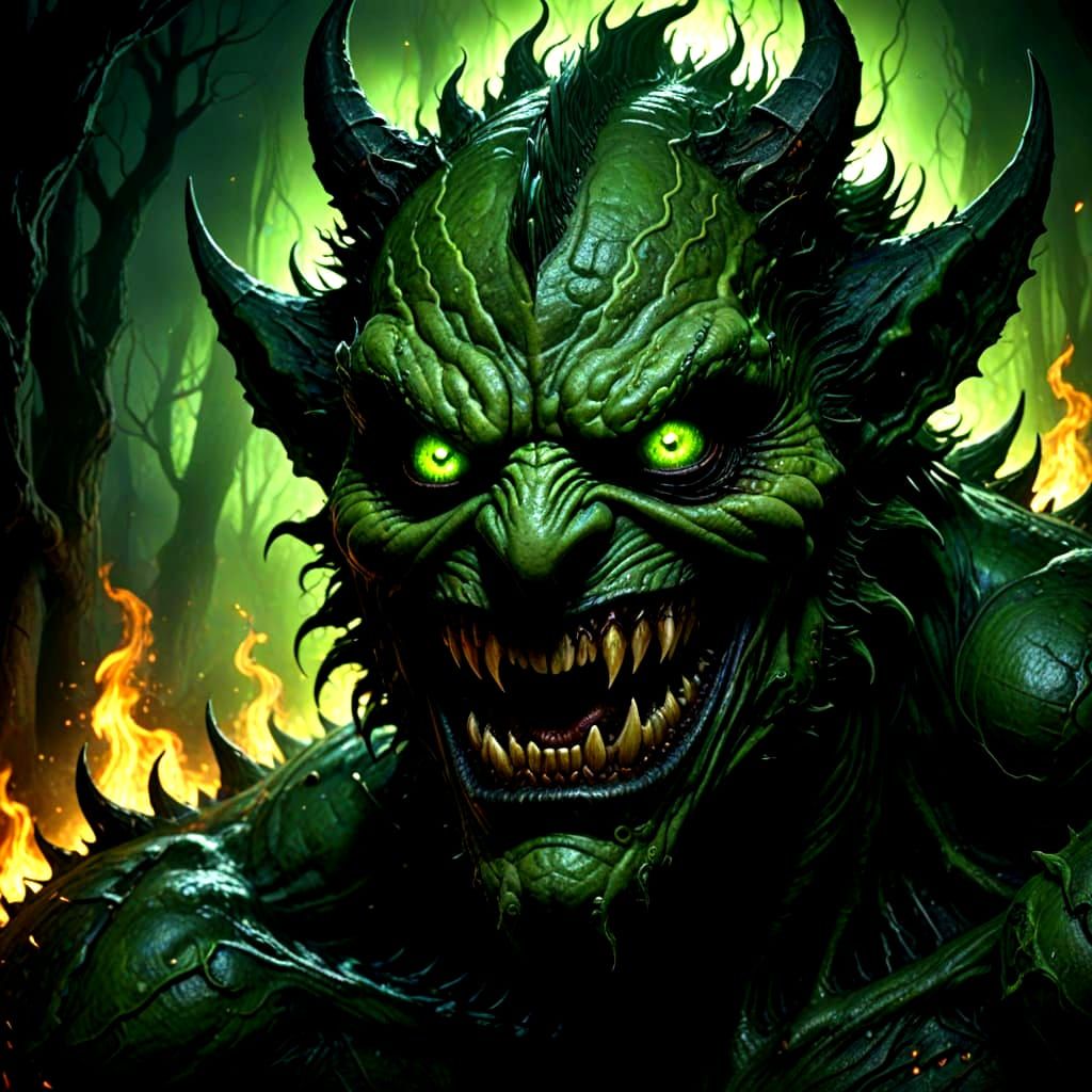 Mysterious Green-Eyed Horror Figure