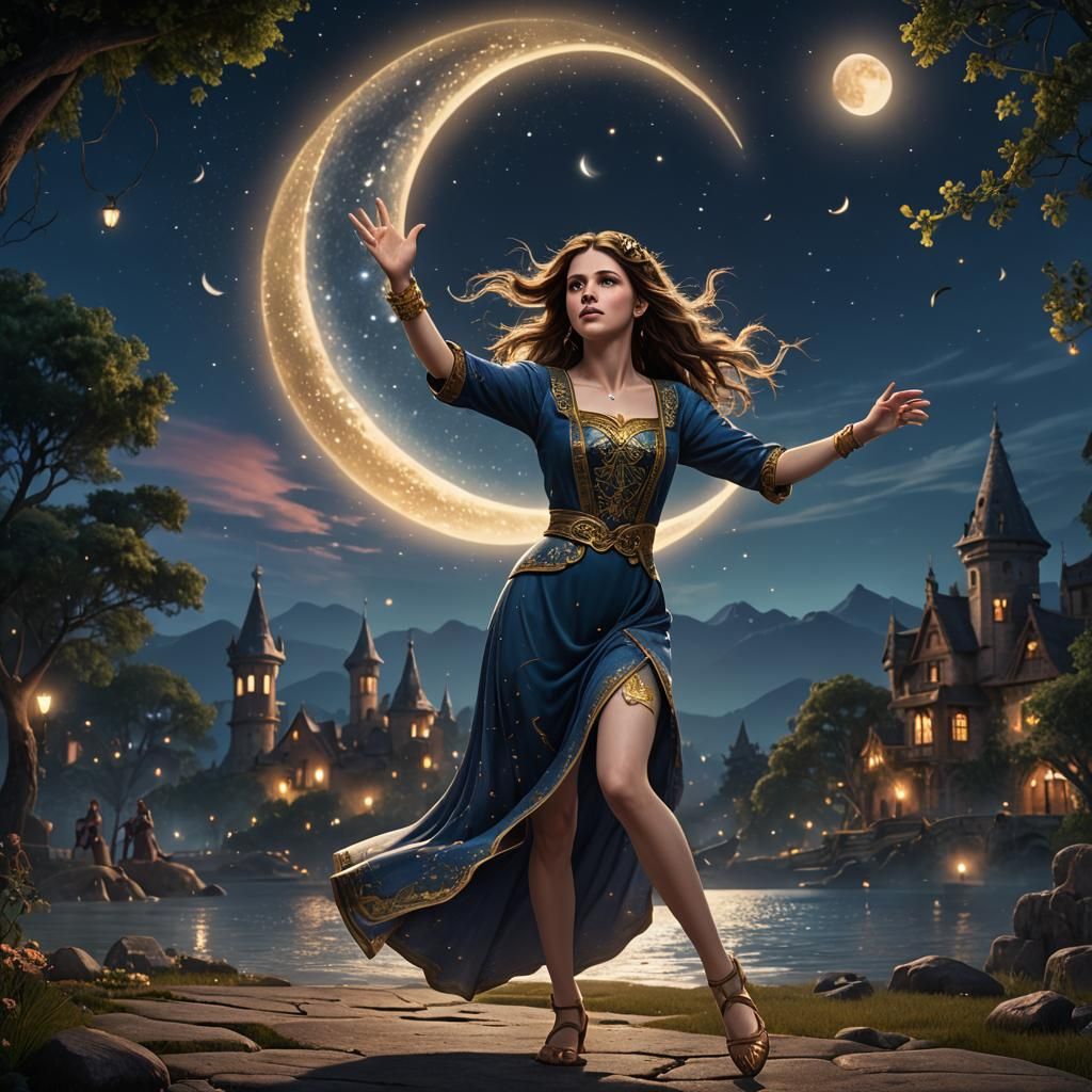 Anna Kendrick Dancing Under Moon, Fantasy Concept Art