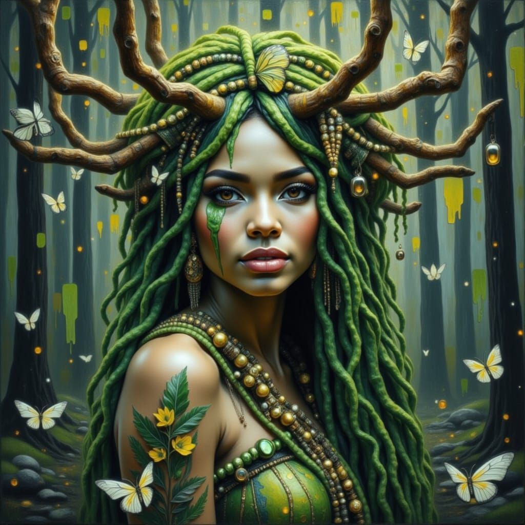 Elemental Fae Witch in Graffiti Art Style