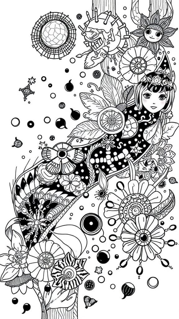 Detailed Black and White Doodle Illustration