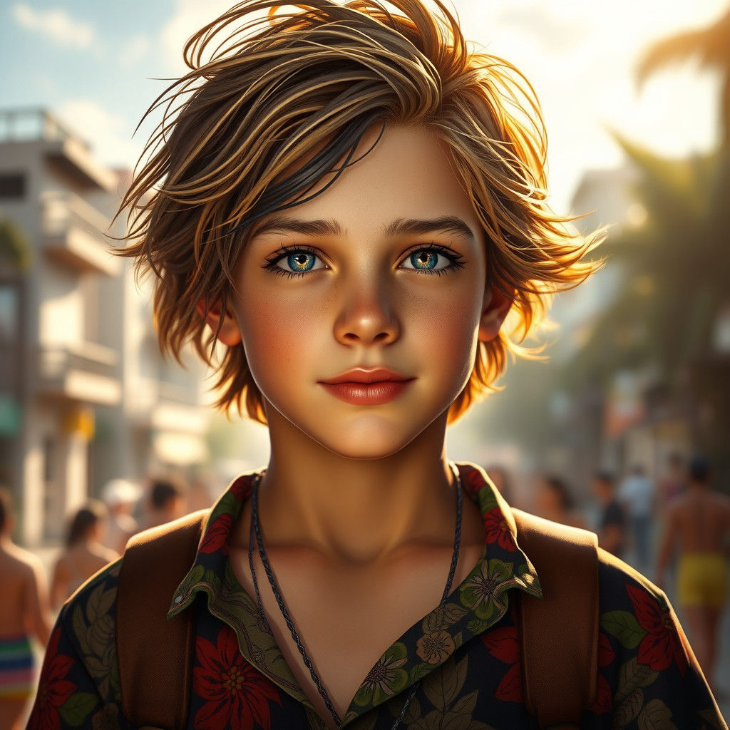 Youthful Boy from Ipanema: Hyper-Realistic Portrait