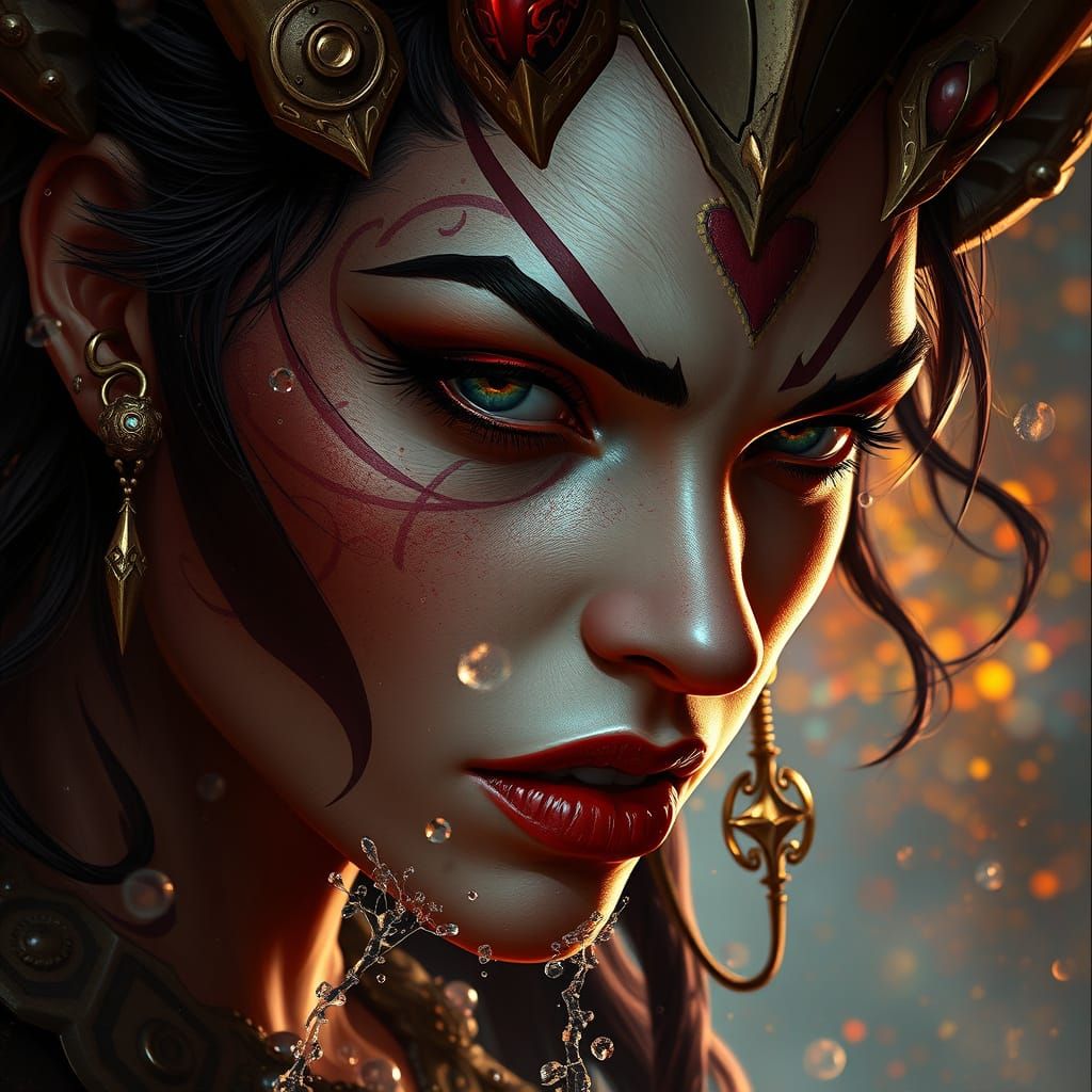 Detailed Demoness Portrait in Hyperrealistic Style