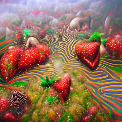 Ripe Strawberries in a Lush Green Field