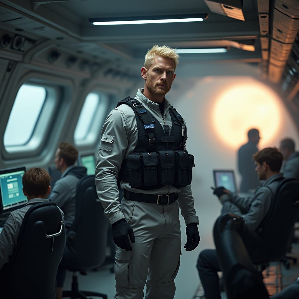 Hyper Realistic Man in Spaceship Cockpit