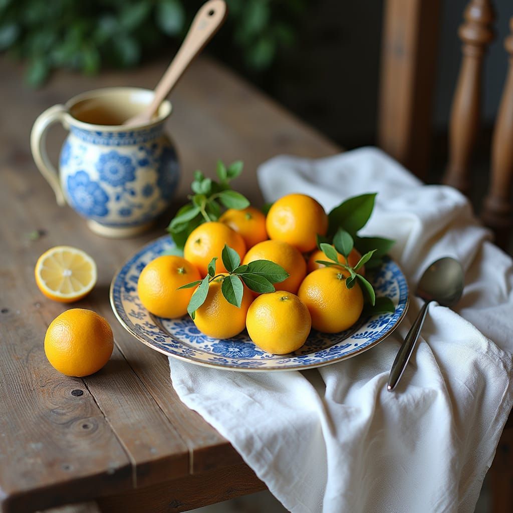 Lemon Still Life in the Style of Impressionism