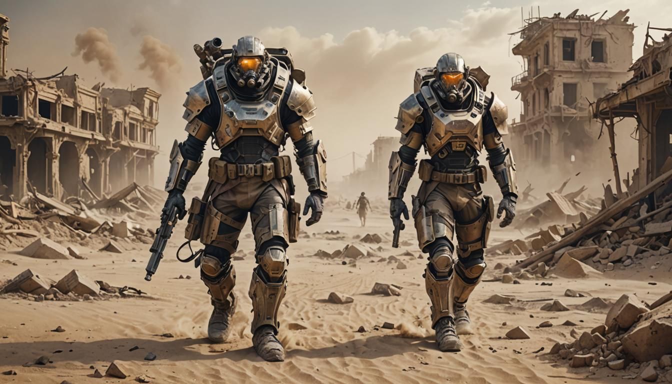 Wasteland Survivor Scavenging in Ruins: Hyperrealistic AI Ar...