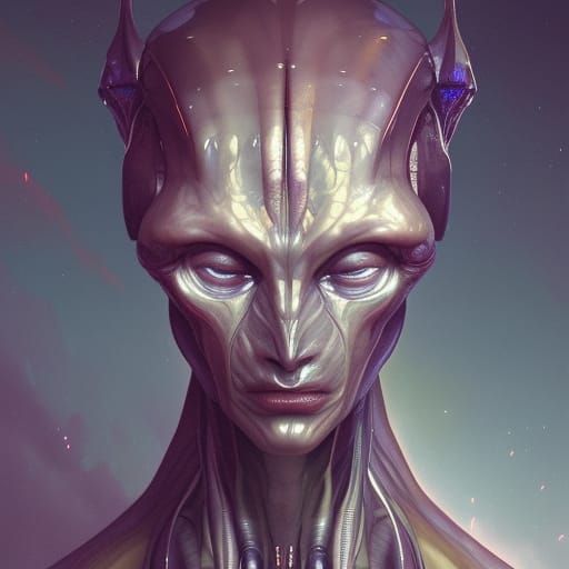 Majestic Alien Humanoid Portrait in Hyperdetailed Style