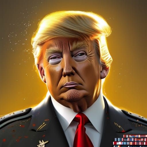 Donald Trump Portrait in Military Uniform