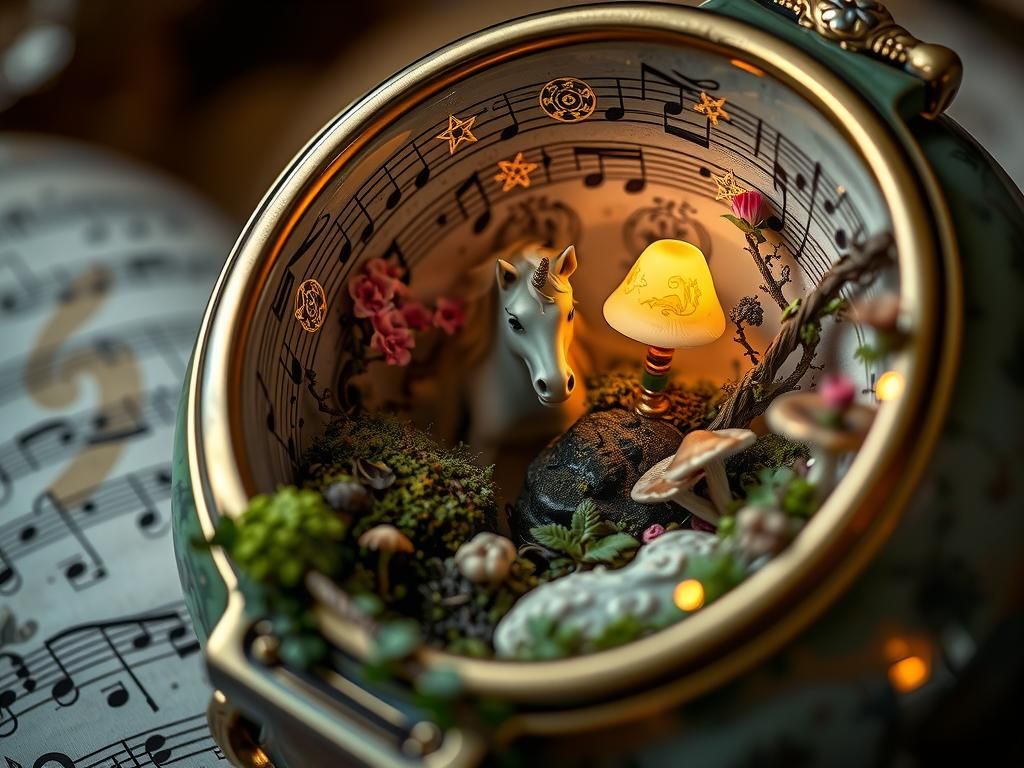 Fantasy Art: Miniature Forest Inside Antique Music Notes